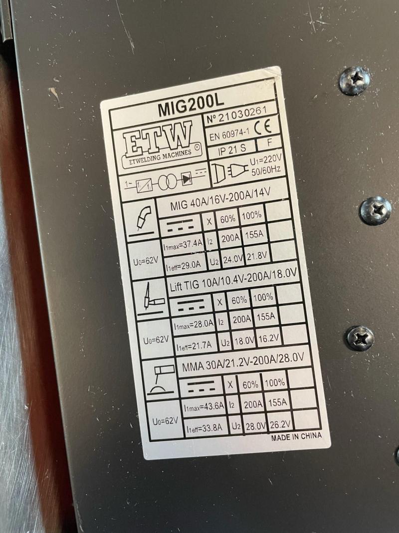 Soldadora MIG 200L ETW Double Pulse MIG/MAG TIG MMA 200A