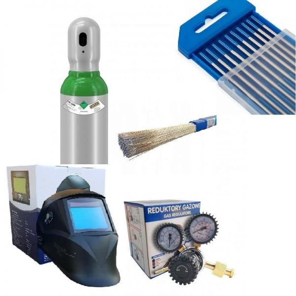 Pack ahorro soldadura TIG completo – Máscara automática, Argón, Tungstenos y Varillas