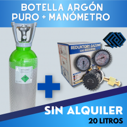BOTELLA DE ARGON PURO 20 LITROS + MANOMETRO