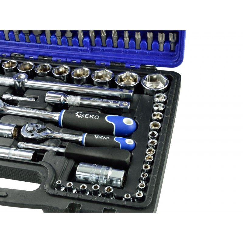 GEKO JUEGO DE LLAVES DE VASO Y TORX 108 elementos.