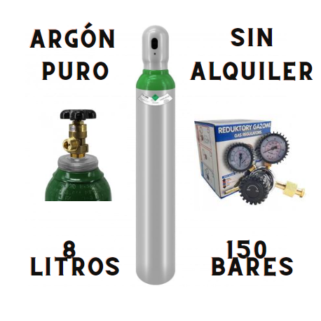 BOTELLA DE ARGON PURO 8 LITROS + MANOMETRO