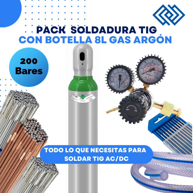Pack ahorro soldadura TIG AC/DC 8L con botella argón