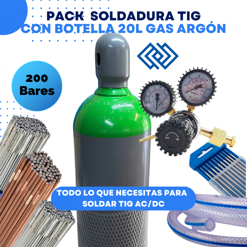 PACK AHORRO SOLDADURA TIG CON ARGÓN PURO 20L SIN ALQUILER
