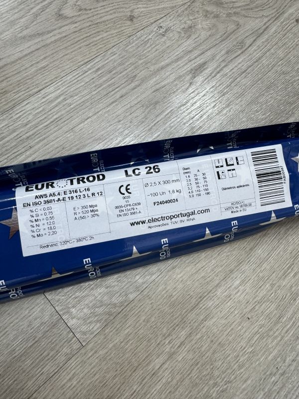 ELECTRODO DE ACERO INOXIDABLE 316L (2,5X 300)CAJA 10,8 KG