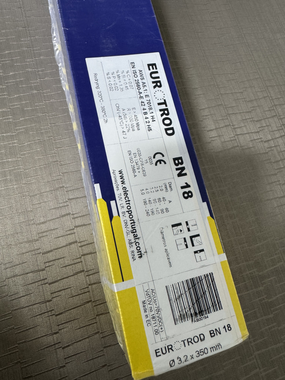 ELECTRODO BASICO 7018 CAJA 4,3 KG- 3,25 MM EUROTROD