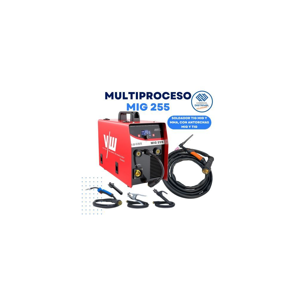 SOLDADOR MULTIPROCESO VECTOR MIG255 CON ANTORCHA TIG