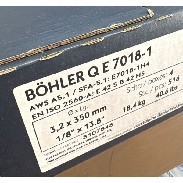 ELECTRODO BASICO BOHLER Q E 7018-3,2 MM (paquete 4,6 kg)
