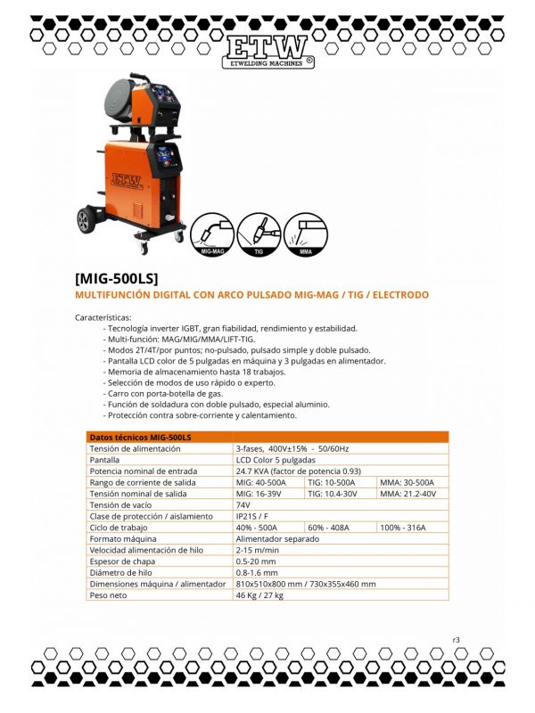 Soldador MIG-500 LS ETW DEVANADORA INDEPENDIENTE