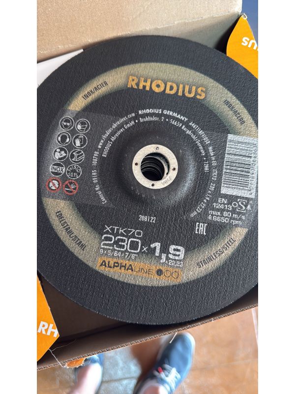 DISCO CORTE INOX XTK-70 230 x 1.9 x 22 RHODIUS