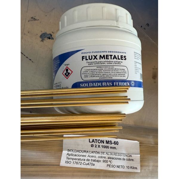 Varilla laton 1,5 mm y fundente