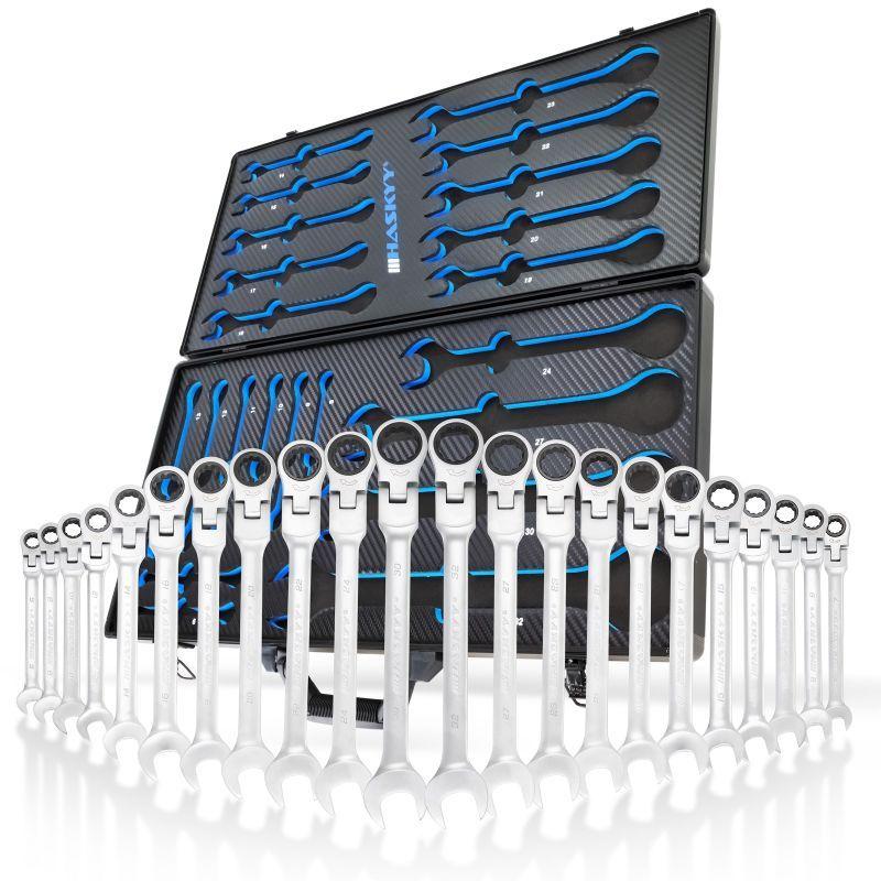 Juego de Llaves Combinadas I 6-32 mm fijas y trinquete HASKYY 22 piezas
