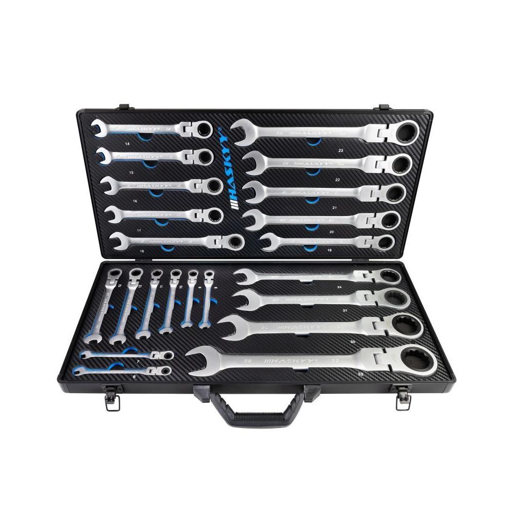 Juego de Llaves Combinadas I 6-32 mm fijas y trinquete HASKYY 22 piezas