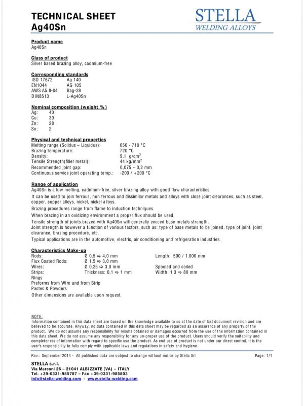 VARILLA DE PLATA SIN CADMIO DE 2 MM