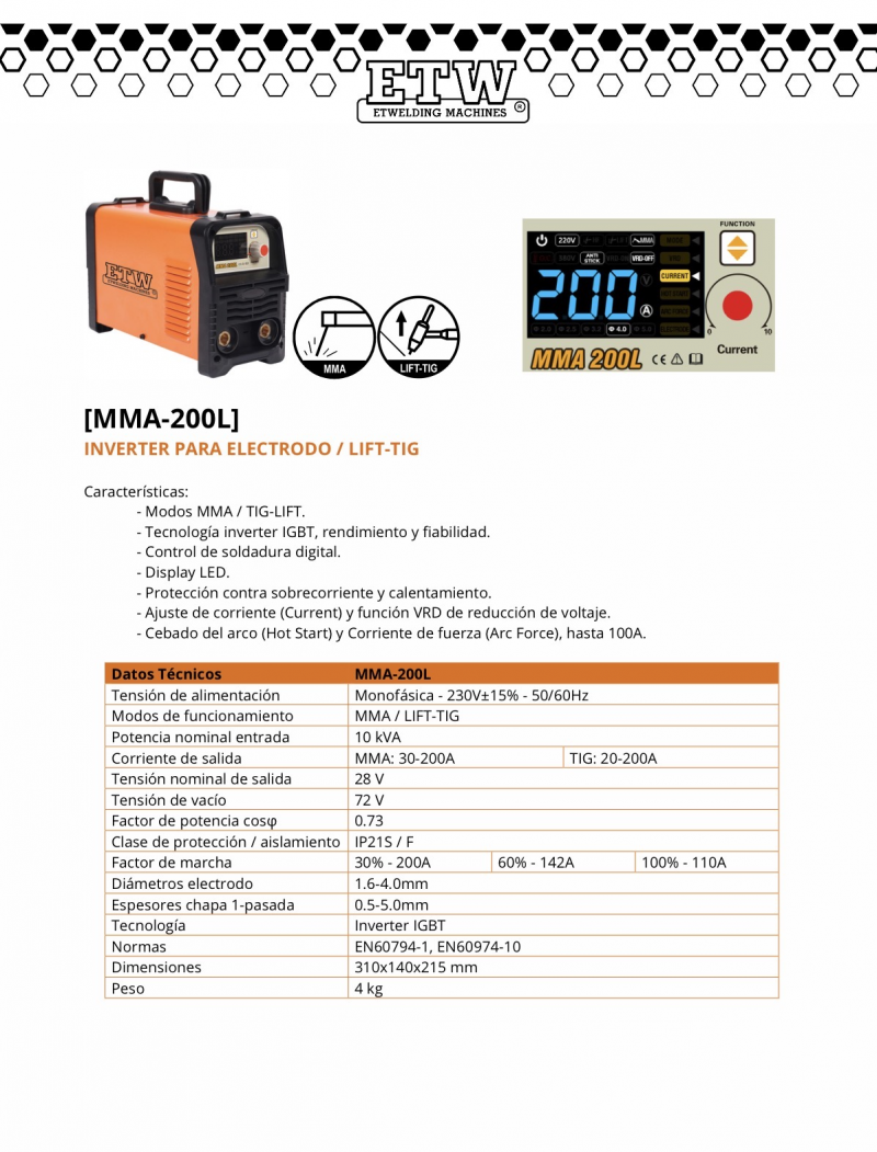 SOLDADOR MMA 200L ETW