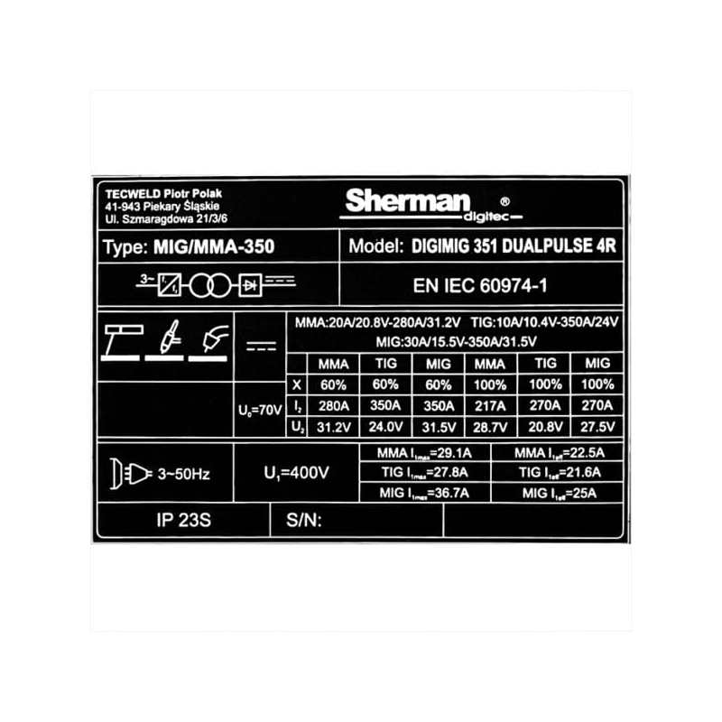 Soldadora inverter sinérgica DIGIMIG 351 DUALPULSE 4R