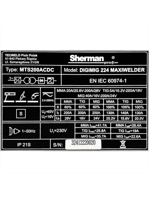 Soldador DIGIMIG 224 MAXIWELDER MULTIPROCESO