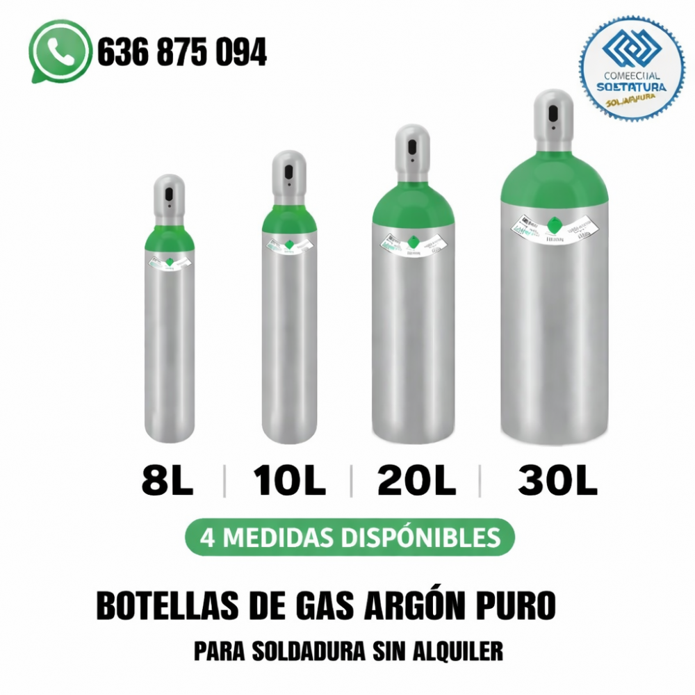 Botella de gas argón sin alquiler | Soldadura TIG MIG