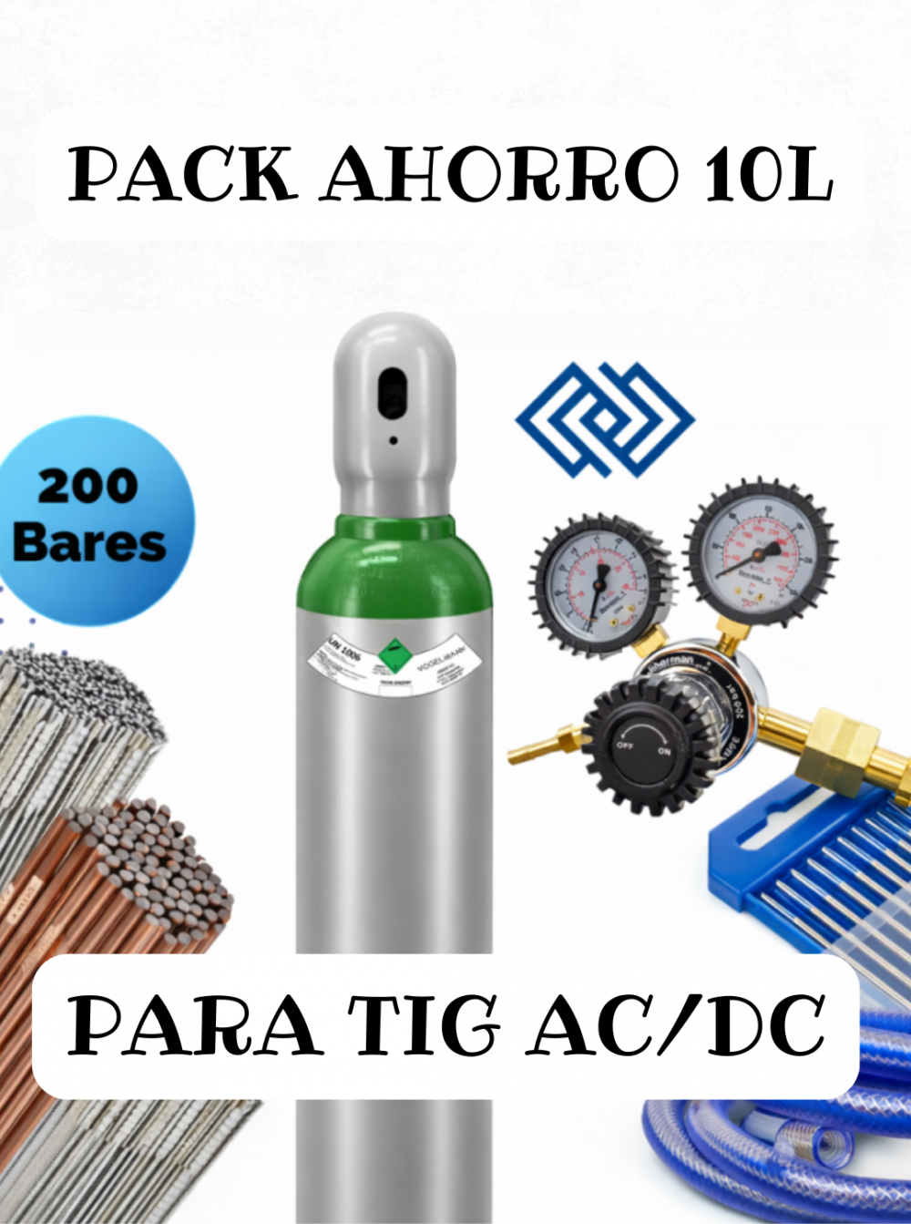 PACK AHORRO SOLDADURA TIG AC DC 10L – EQUIPO COMPLETO LISTO PARA USAR