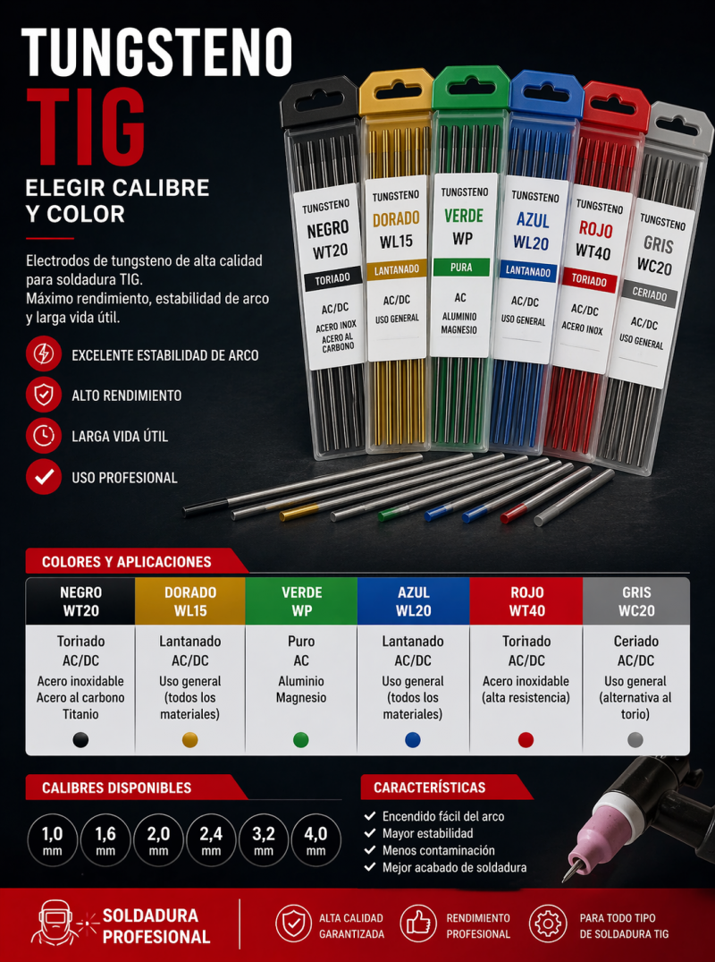 -TUNGSTENO TIG (elegir calibre y color)