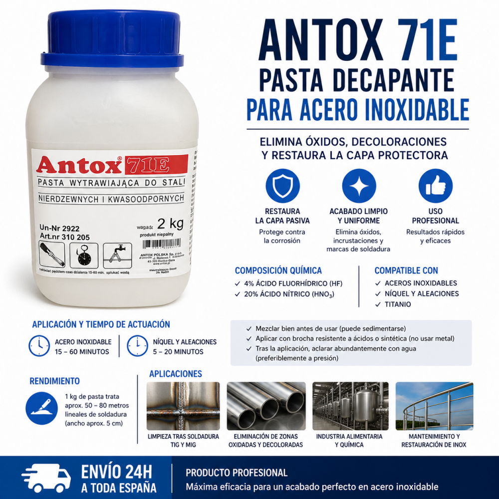 ANTOX 71E de pasta de decapado de acero inoxidable 2 Kg