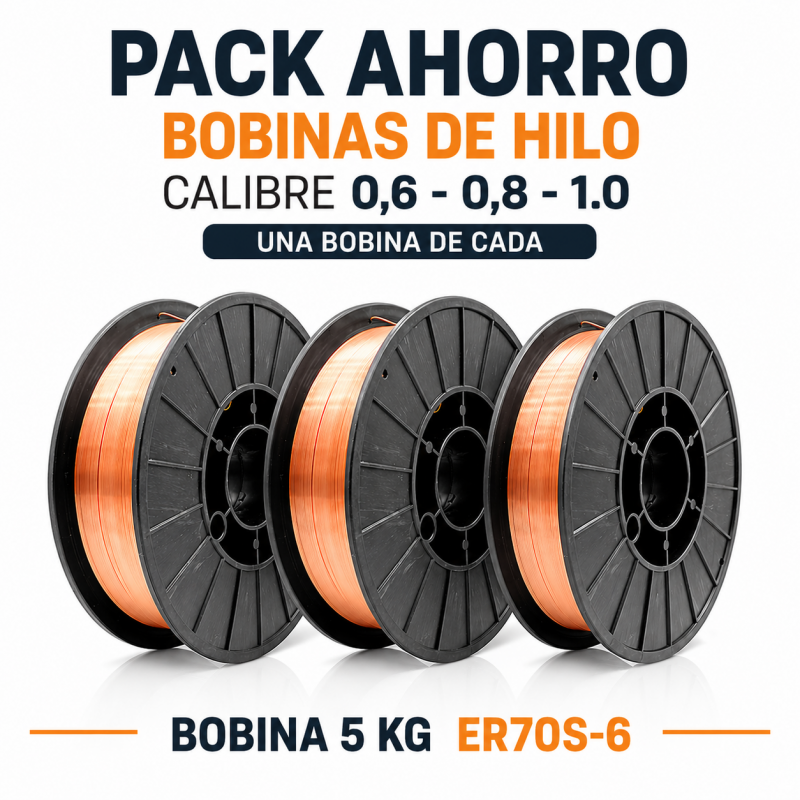 Bobina de hilo ER70S-6 PACK AHORRO 3 CALIBRES (5 kg) para soldadura MIG