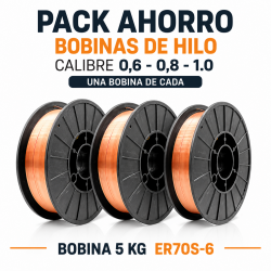 Bobina de hilo ER70S-6 PACK AHORRO 3 CALIBRES (5 kg) para soldadura MIG
