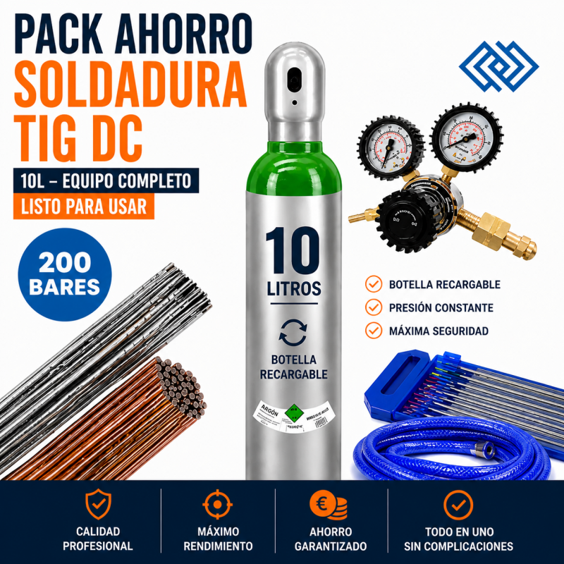 PACK AHORRO SOLDADURA TIG DC 10L – LISTO PARA USAR