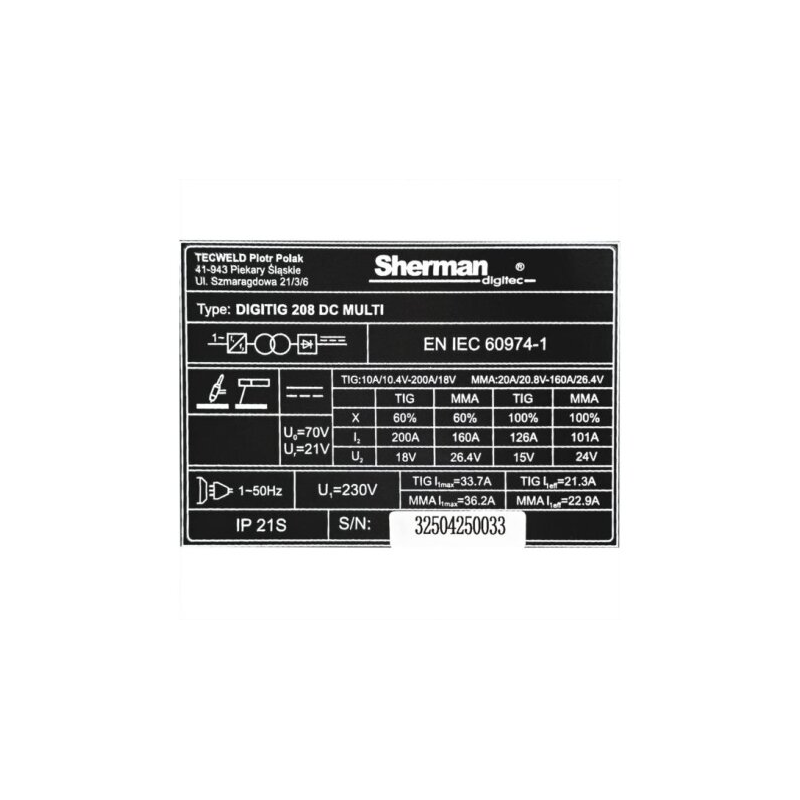 Pack Ahorro Sherman DIGITIG 208 DC MULTI + Botella Argón 8L + Regulador + Varillas + Tungstenos