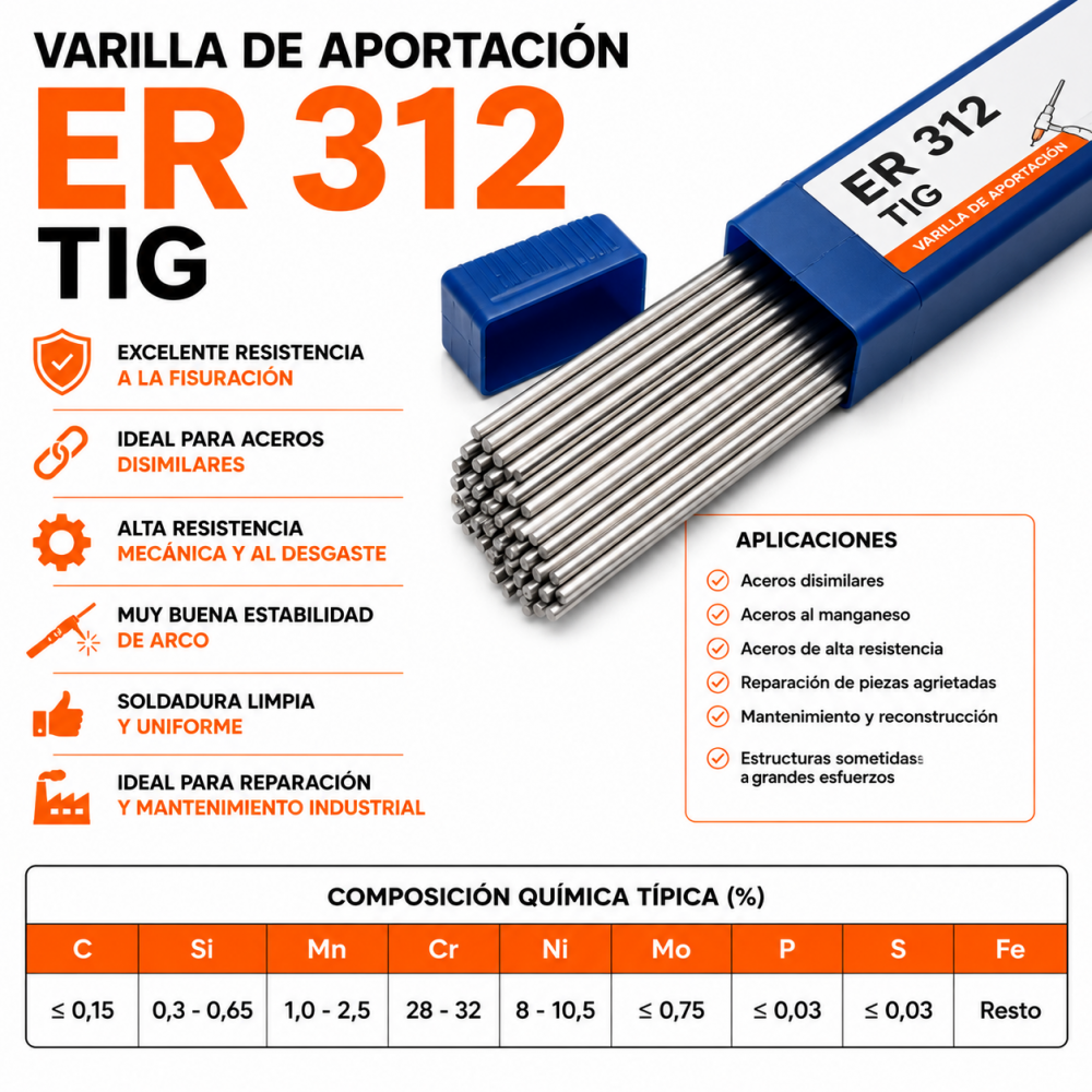 Varilla de aportación ER 312 TIG