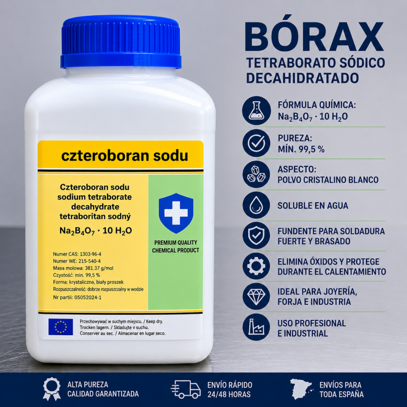 BÓRAX (TETRABORATO SÓDICO DECAHIDRATADO) - FUNDENTE PARA SOLDADURA Y BRASADO 1 kg