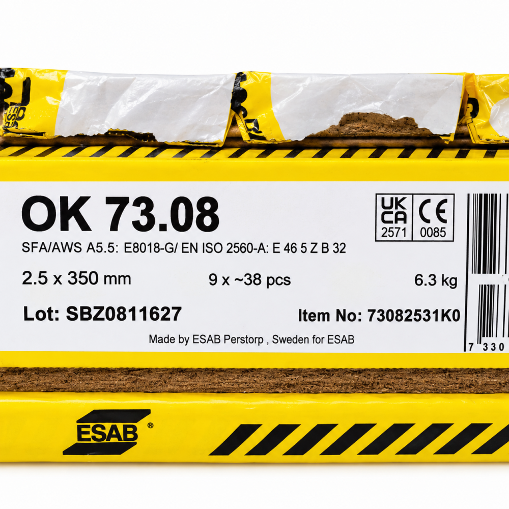 ELECTRODO CORTEN OK 73.08 ESAB 2.5 x 350 PAQUETE 38 UNIDADES