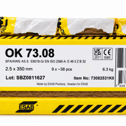 ELECTRODO CORTEN OK 73.08 ESAB 2.5 x 350 PAQUETE 38 UNIDADES
