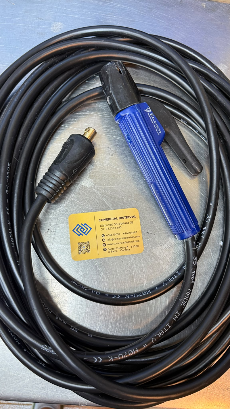 CABLE DE SOLDADURA DE COBRE 35 MM² – 10 METROS + CONECTOR 35/50 + PORTA ELECTRODOS SALDARCO 300 A