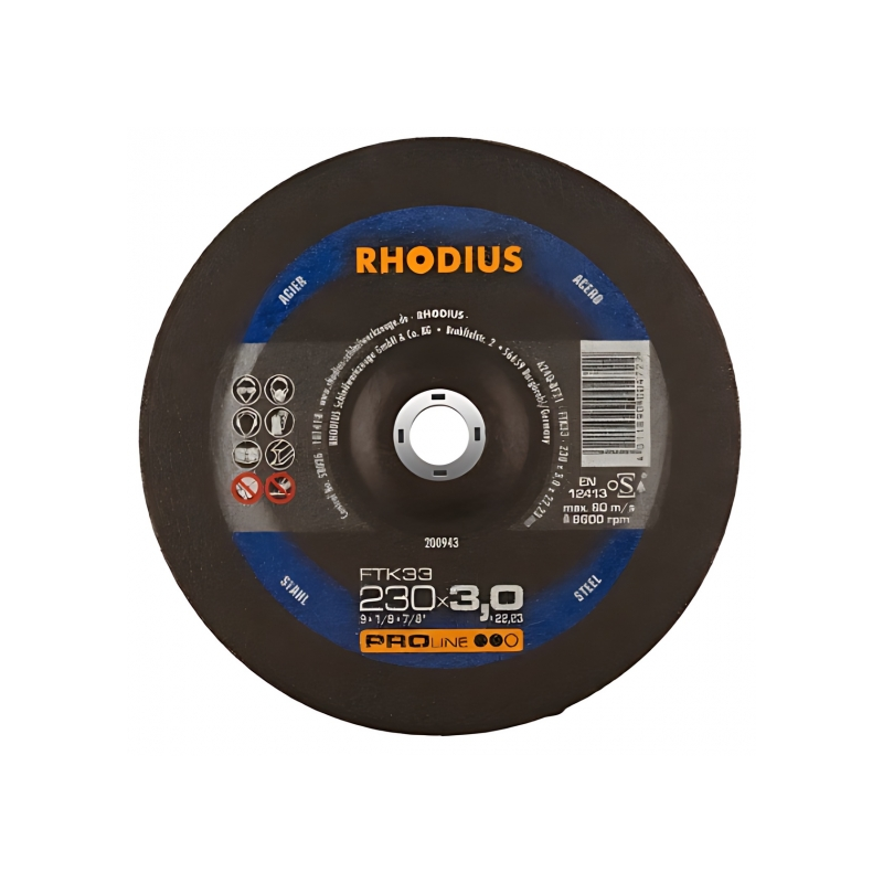 Disco de Corte RHODIUS FTK-33 230 x 3,0 x 22 mm – Caja de 25 Unidades