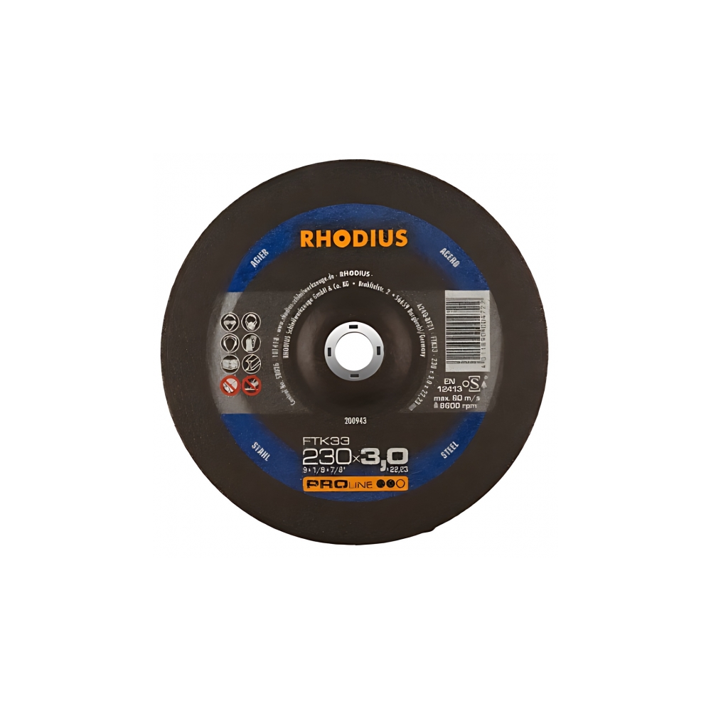 Disco de Corte RHODIUS FTK-33 230 x 3,0 x 22 mm – Caja de 25 Unidades