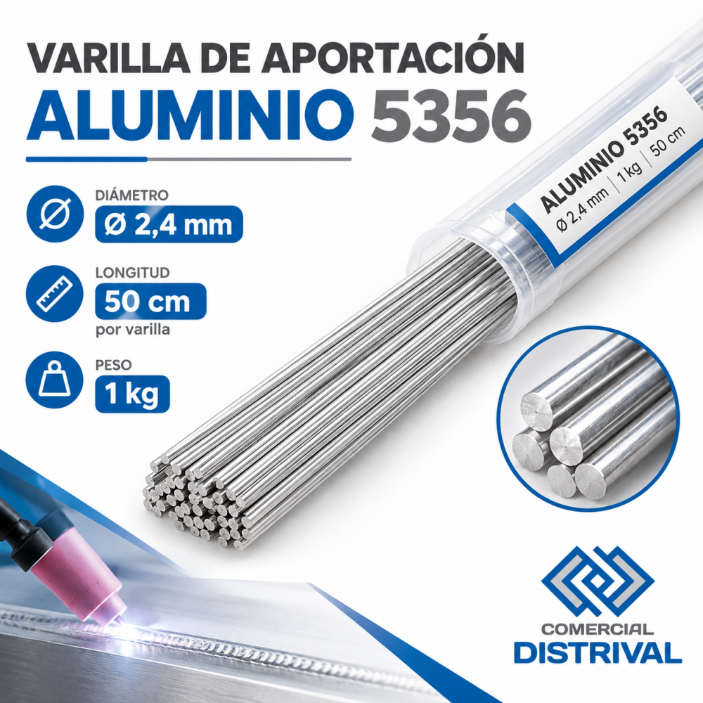 Varilla de aportación de aluminio 5356 Ø 2,4 mm – 1 kg